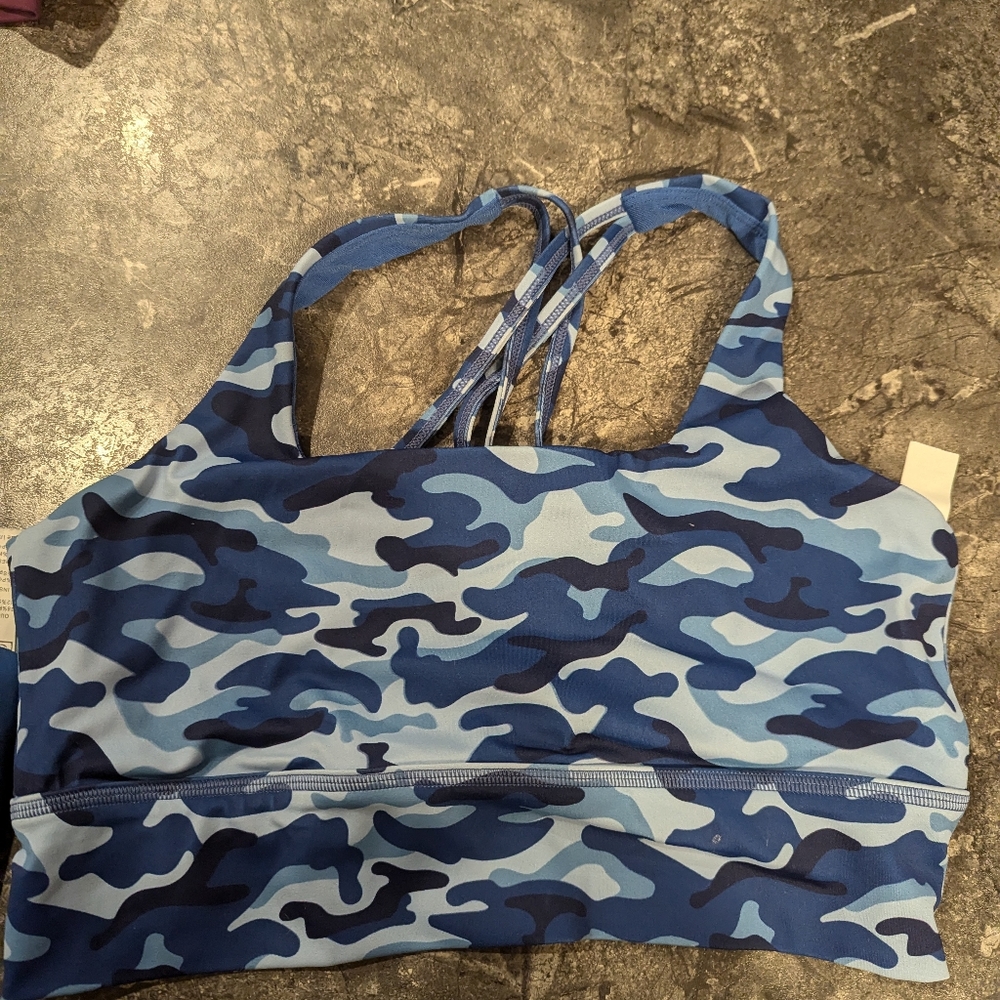 Blue camo long line bra
